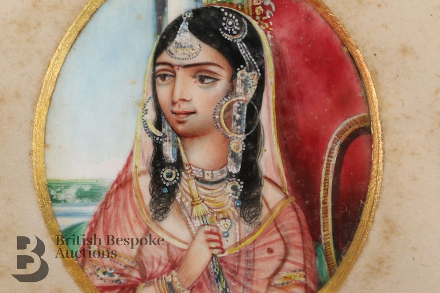 Three Indian Portrait Miniatures - Ranee of Banda, Begum of Bhopal and Begum Sumroo - Image 4 of 19