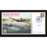 2008 Attack on Brest cover signed by Sqn Ldr. Tony Iveson. 1 of 1 cover. Unaddressed, fine.