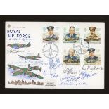 1986 RAF Stuart FDC signed by 6 Battle of Britain pilots & 4 others, with listing.