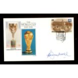 Football: Bobby Moore autographed on 1986 Tuvalu World Cup FDC. Unaddressed, fine.
