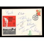 Cricket: 1976 Essex County Cricket Club Centenary cover with 11 signatures. Address label, fine.