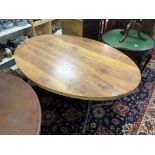 OVAL FAUX WALNUT DINING TABLE ON CHROME BASE- RETRO DESIGN. 150X102.