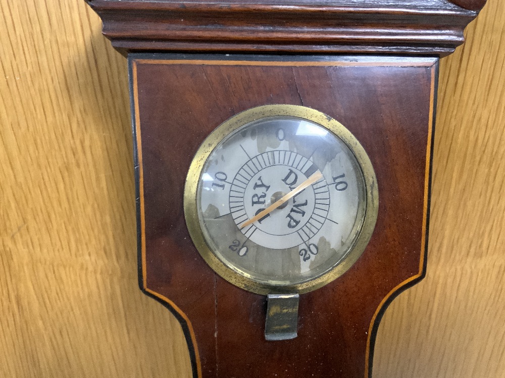 A VICTORIAN INLAID MAHOGANY BANJO BAROMETER. - Image 2 of 9