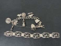 925 SILVER CHARM BRACELET WITH A CHRISTIAN VEILSKOV 830S DANISH SILVER BRACELET