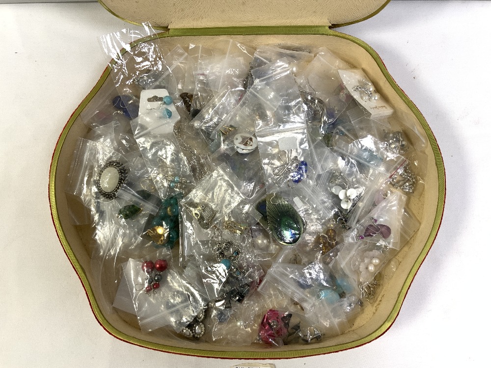 A QUANTITY OF COSTUME JEWELLERY, IN A SHAPED TAPESTRY BOX. - Image 2 of 6
