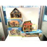 A COLLECTION OF SYLVANIAN FAMILY"S BOXED AND UNBOXED SETS, CANAL BARGE BOAT, HARVESTER RESTAURANT,