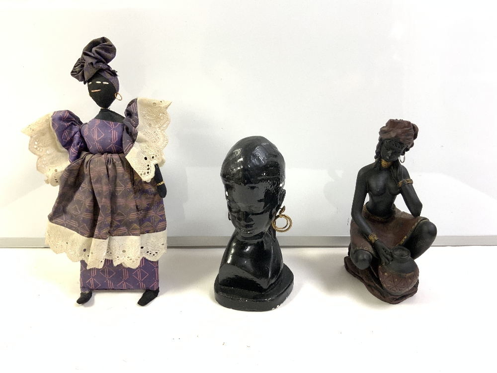 A QUANTITY OF AFRICAN FIGURES VARIOUS AND A BUST. - Image 4 of 4