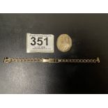 375 GOLD WATCH STRAP 4.2 GRAMS WITH A CARVED CAMEO