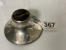 HALLMARKED SILVER AND TORTOISE SHELL INKWELL DATED 1911