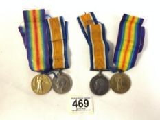 TWO PAIRS OF WW1 MEDALS AND RIBBONS 1984 PTE M.D.C.PUGH R.SUSSEX.REG AND S-15559 PTE F.B.TRIPP RIF.