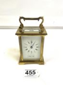 GOOD QUALITY CARRIAGE CLOCK THE MOVEMENT BY BARNARD FRERES FOR MAPPIN AND WEBB WITH WHITE ENAMEL