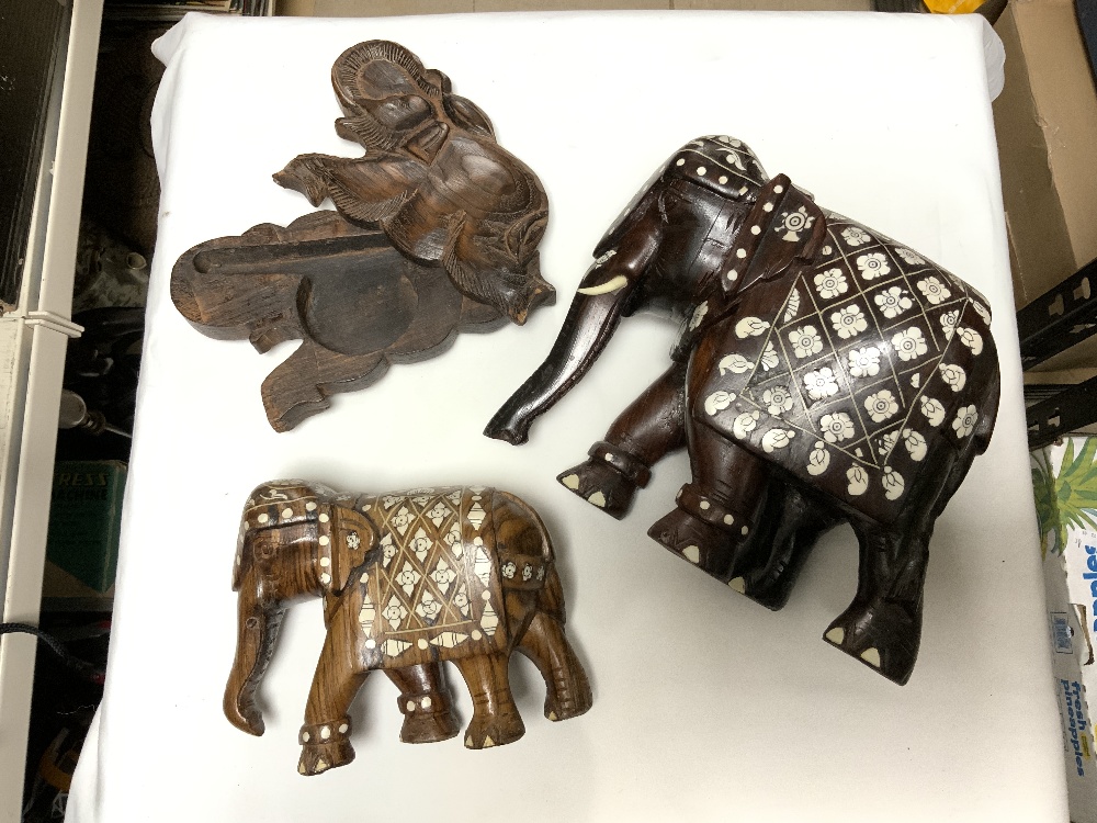 FOURTEEN CARVED WOODEN ELEPHANTS- VARIOUS. - Image 5 of 7