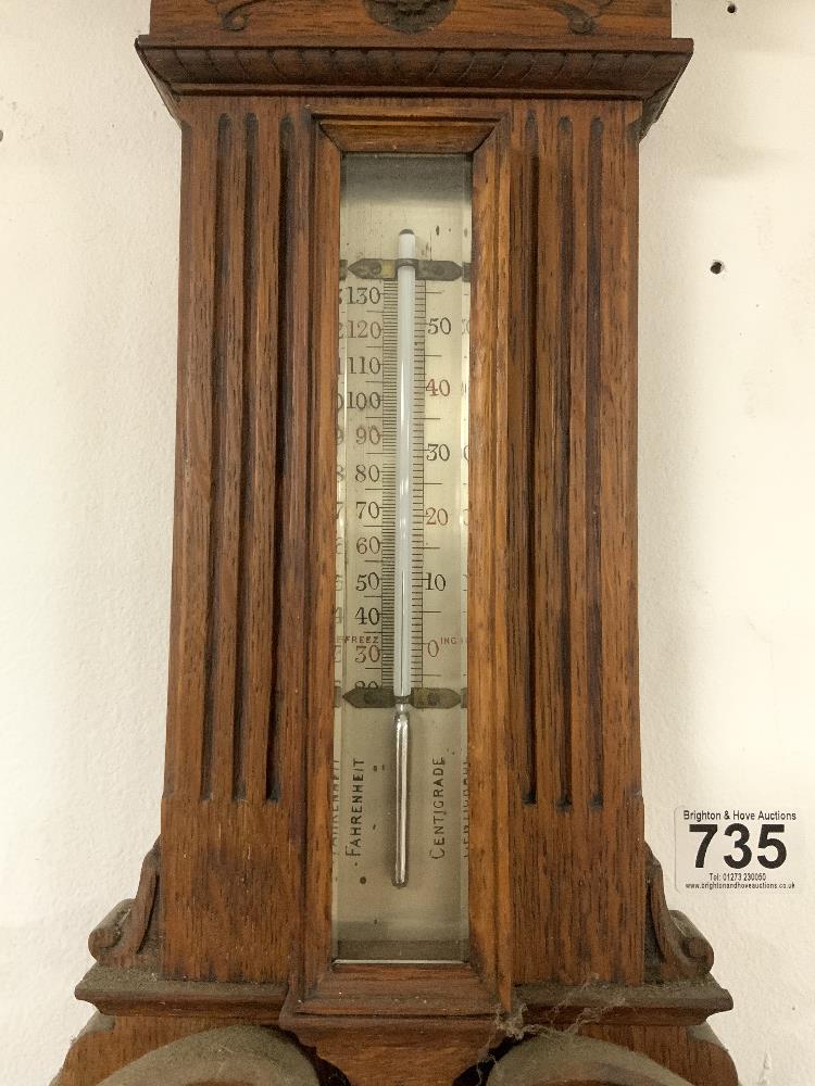 VINTAGE OAK BAROMETER / THERMONMETER 83CM - Image 2 of 4