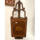 SHERATON STYLE EDWARDIAN INLAID YEWOOD HANGING CORNER CABINET. 32X94, APPROX.