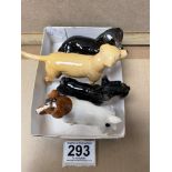 FOUR BESWICK MODELS OF DOGS LARGEST 13CM