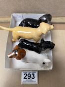 FOUR BESWICK MODELS OF DOGS LARGEST 13CM