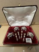 CONTINENTAL SILVER SALTS AND SPOONS (CASED)