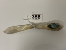 MOTHER OF PEARL AND ABALONE LETTER OPENER A/F 19.5CM
