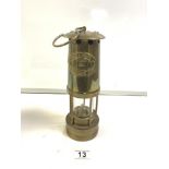 A BRASS MINERS LAMP-E THOMAS AND WILLIAMS LTD. NO 138388, 26CMS.