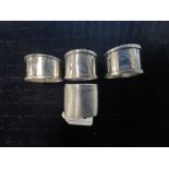 FOUR HALLMARKED SILVER NAPKIN RINGS INCLUDES ONE PAIR BY I S GREENBERG & CO