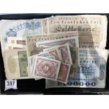QUANTITY OF MAINLY EARLY BANK NOTES INCLUDES 1 POUND PROPAGANDA NOTE FROM GERMAN NORTH AFRICA