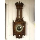 VINTAGE OAK BAROMETER / THERMONMETER 83CM