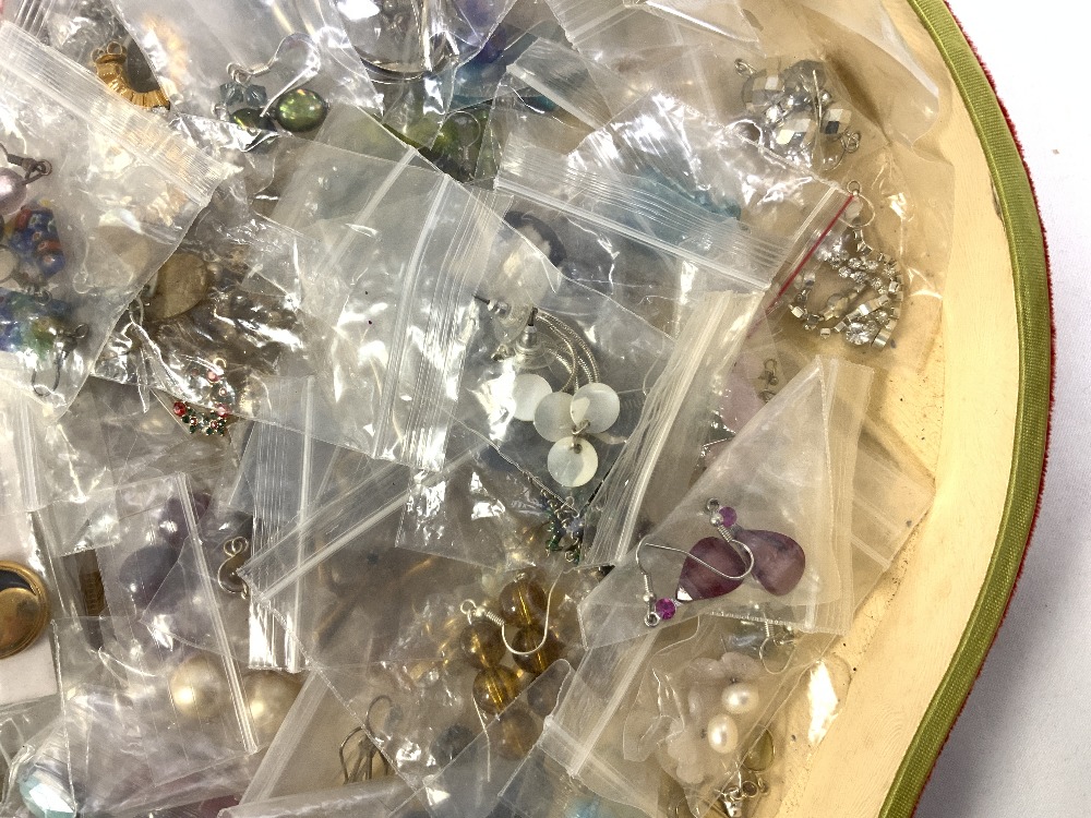 A QUANTITY OF COSTUME JEWELLERY, IN A SHAPED TAPESTRY BOX. - Image 5 of 6