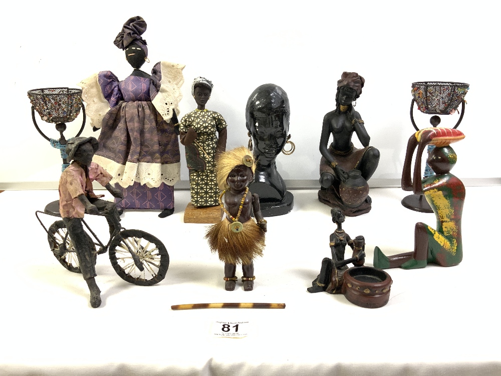 A QUANTITY OF AFRICAN FIGURES VARIOUS AND A BUST. - Image 2 of 4
