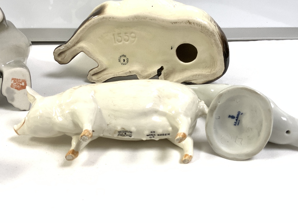THREE USSR PORCELAIN FIGURES OF OTTER, SEAL AND A BADGER, BESWICK CAT AND PIG, AND OTHERS. - Image 8 of 8