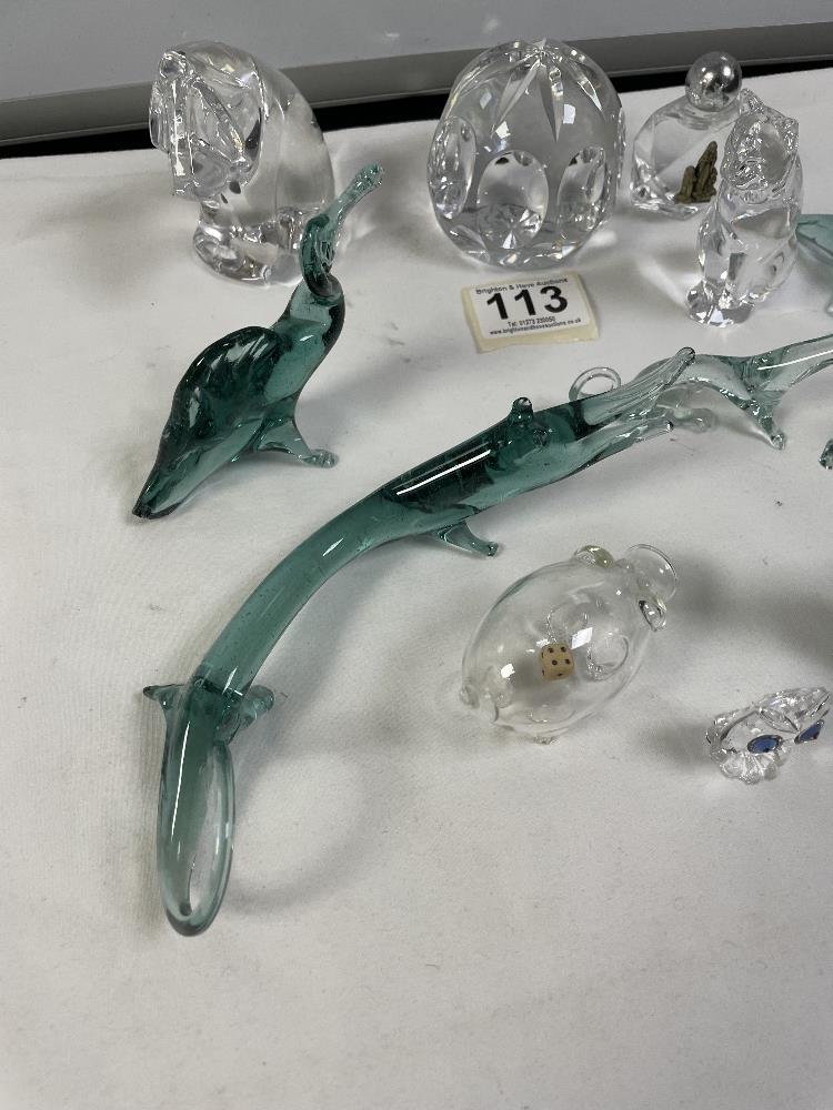 NINE GLASS ANIMALS, A GLASS PAPERWEIGHT, AND ASCENT BOTTLE. - Image 4 of 4