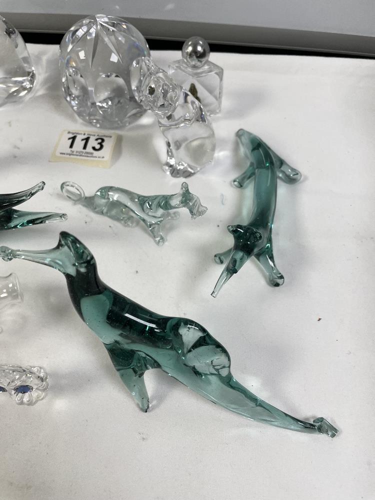 NINE GLASS ANIMALS, A GLASS PAPERWEIGHT, AND ASCENT BOTTLE. - Image 3 of 4