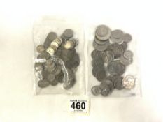 QUANTITY OF COINS SOME SILVER CONTENT INCLUDES MALAYA CENTS AMERICAN COINS AND MORE