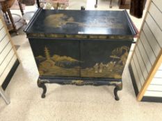 CHINOISERIE BLACK LAQUERED CABINET 83 X 43 X 84 CM