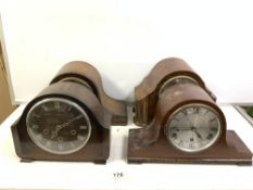 TWO ADMIRALS HAT MANTEL CLOCKS AND TWO OTHER MANTEL CLOCKS.