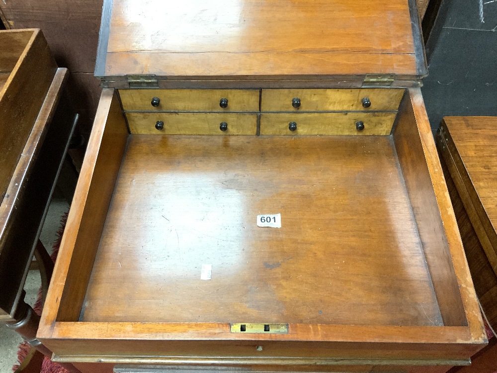 VICTORIAN ROSEWOOD SLIDING TOP DAVENPORT WITH SLIDE AND FOUR DRAWS AND GREEN TOOLED LEATHER AND - Image 4 of 8