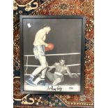 BOXING SIGNED HENRY COOPER CANVAS WITH CERT OF AUTH 54 X 43 CM KNOCKING ALI TO THE CANVAS