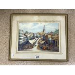 GEORGE WILLOT [ 1900 - 2000 ] WATERCOLOUR DRAWING OF FIGURES IN MARKET, SIGNED, 27X38.