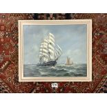 MAX PARSONS (1900) ENGLAND OIL ON BOARD CLIPPER SHIP AT SEA SIGNED AND FRAMED 49 X 41CM
