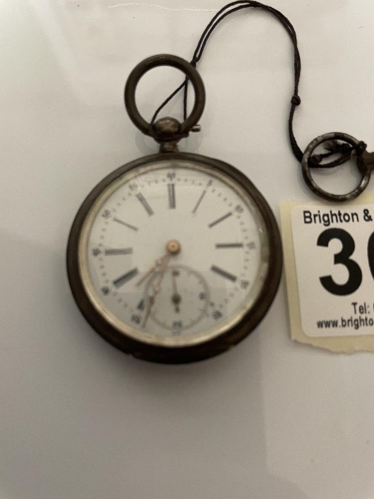 800 SILVER ENGINE TURNED LADIES FOB WATCH WITH KEY AND ONE OTHER FOB WATCH - Image 2 of 8