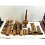 A QUANTITY OF AFRICAN TRIBAL RATTLE IINSTRUMENTS.