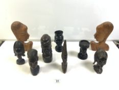 QUANTITY OF CARVED AFRICAN WOODEN HEADS
