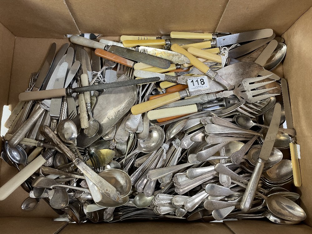 A LARGE QUANTITY OF PLATED CUTLERY.