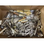 A LARGE QUANTITY OF PLATED CUTLERY.