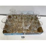 QUANTITY OF EARLY 19TH-CENTURY CUT AND MOULDED DRINKING GLASSES INCLUDING A SET OF FOUR AND TWO SETS