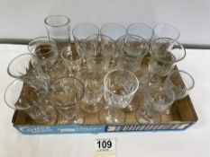 QUANTITY OF EARLY 19TH-CENTURY CUT AND MOULDED DRINKING GLASSES INCLUDING A SET OF FOUR AND TWO SETS