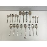 A SET OF EIGHT HALLMARKED SILVER RAT TAIL PATTERN SPOONS, SHEFFIELD 1960, 1963, MAKER ROBERTS &