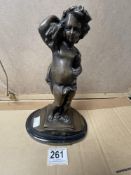 BRONZE FIGURE AFTER A.MOREAU- YOUNG BOY (LA MOISSON) 25CM