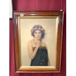 ART NOUVEAU PRINT OF A YOUNG LADY 60 X 78 CM