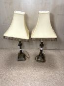 PAIR OF MODERN COLUMN SHAPED TABLE LAMPS WITH DECORATIVE SHADES 62CM