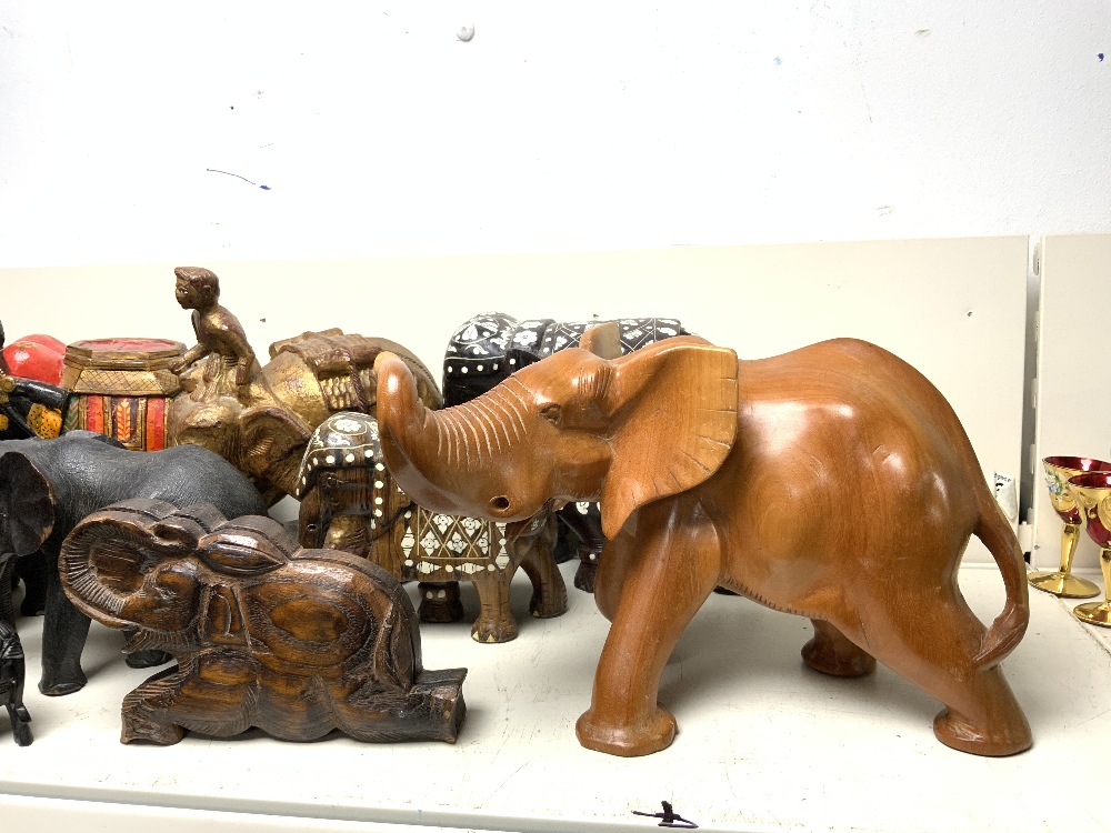 FOURTEEN CARVED WOODEN ELEPHANTS- VARIOUS. - Image 4 of 7